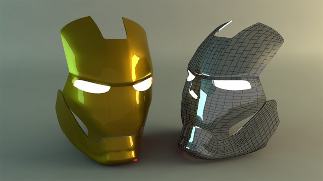 iron man face plate high poly 3D Модель .c4d .max .obj .3ds .fbx .stl .blend 