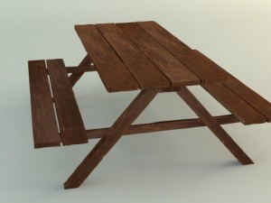 high poly park bench 3D 模型