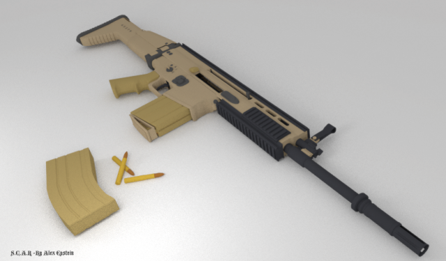 scar assault rifle 3D 模型 .c4d .max .obj .3ds .fbx .stl .blend 