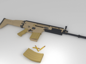 scar assault rifle 3D 模型