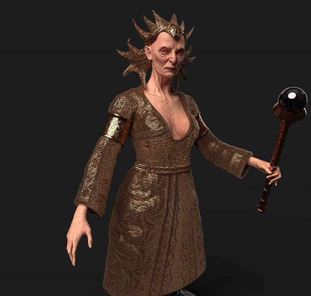 Old woman shaman 3D 模型 .c4d .max .obj .3ds .fbx .stl .blend