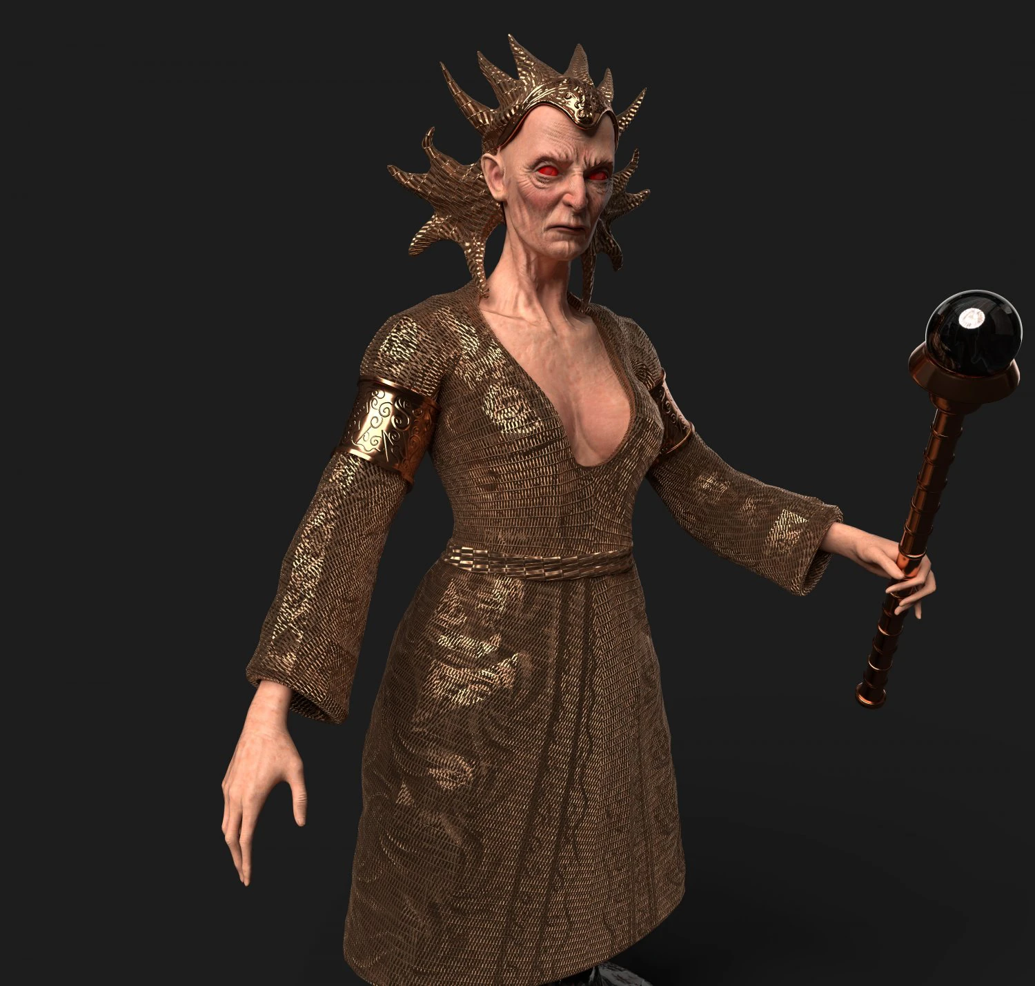 Old woman shaman 3D Model .c4d .max .obj .3ds .fbx .stl .blend 