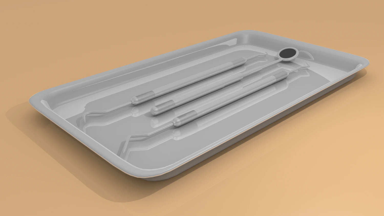 dentist picks mirror and tray 3D Model .c4d .max .obj .3ds .fbx .stl .blend