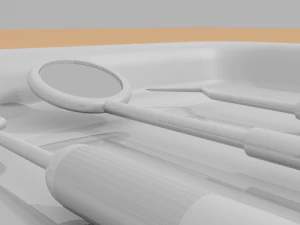 dentist picks mirror and tray 3D Model