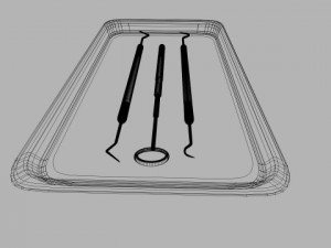 dentist picks mirror and tray Modello 3D