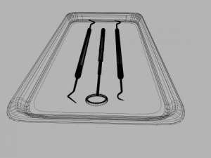dentist picks mirror and tray 3D Model