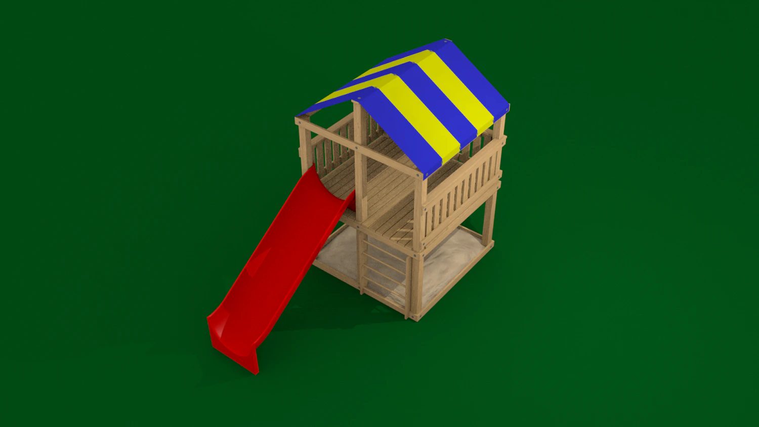tree house with slide and sandbox 3D Model .c4d .max .obj .3ds .fbx .stl .blend 