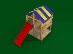 tree house with slide and sandbox 3D Model