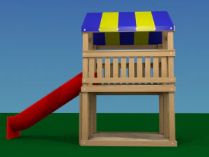 tree house with slide and sandbox 3D Model