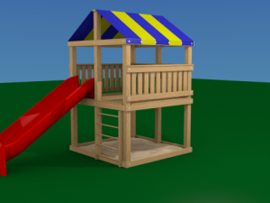 tree house with slide and sandbox Modèle 3D