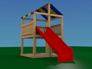 tree house with slide and sandbox 3D Model
