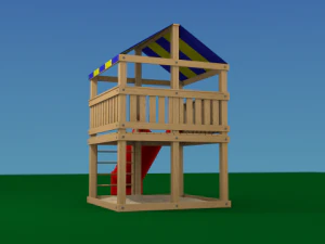 tree house with slide and sandbox 3D Model