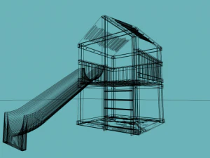 tree house with slide and sandbox 3D Model