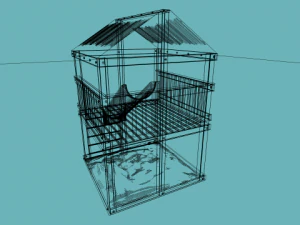 tree house with slide and sandbox 3D Model