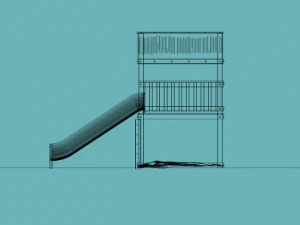 tree house with slide and sandbox 3D Model