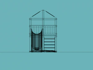 tree house with slide and sandbox 3D Model