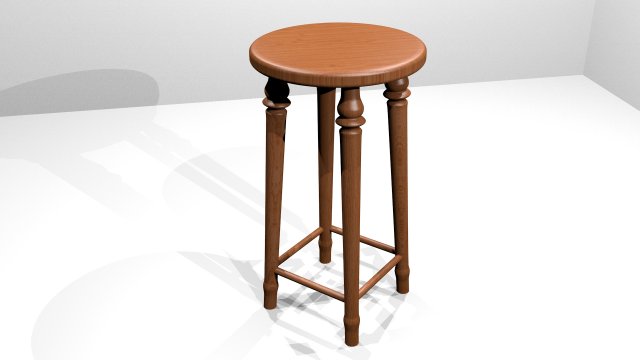 wooden barstool 3D Model .c4d .max .obj .3ds .fbx .stl .blend 