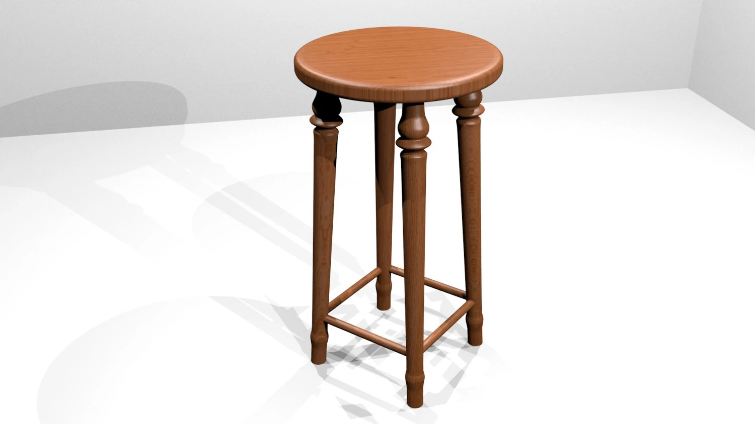 wooden barstool 3D Model .c4d .max .obj .3ds .fbx .stl .blend 