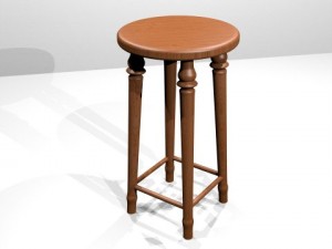 wooden barstool Modello 3D