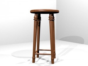 wooden barstool 3D Model
