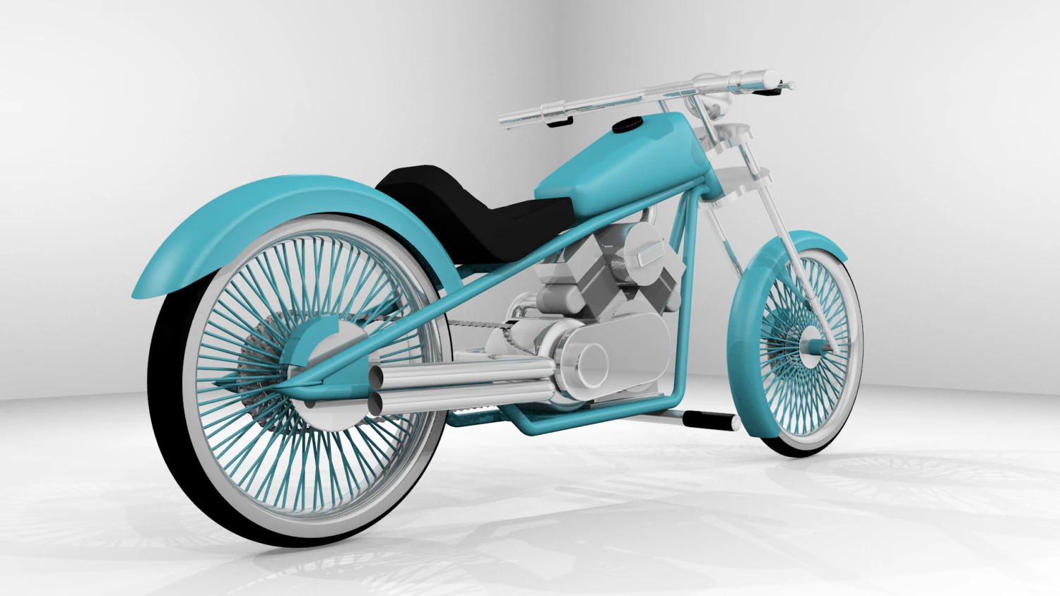 old school chopper 3D Model .c4d .max .obj .3ds .fbx .stl .blend 