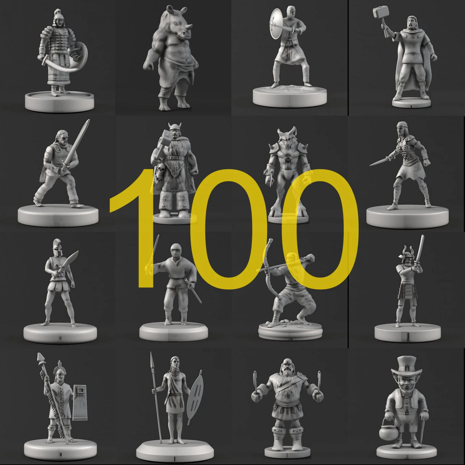100 myth and ancient people sculpture collection 3 3D Model .c4d .max .obj .3ds .fbx .stl .blend 