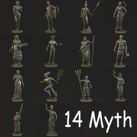 14 myth sculpture collection 3D 模型 .c4d .max .obj .3ds .fbx .stl .blend 