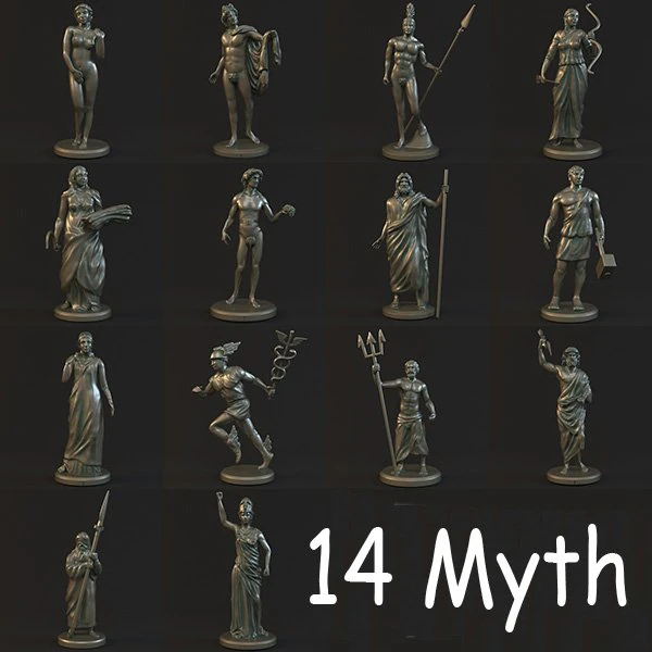 14 myth sculpture collection 3D Model .c4d .max .obj .3ds .fbx .stl .blend 