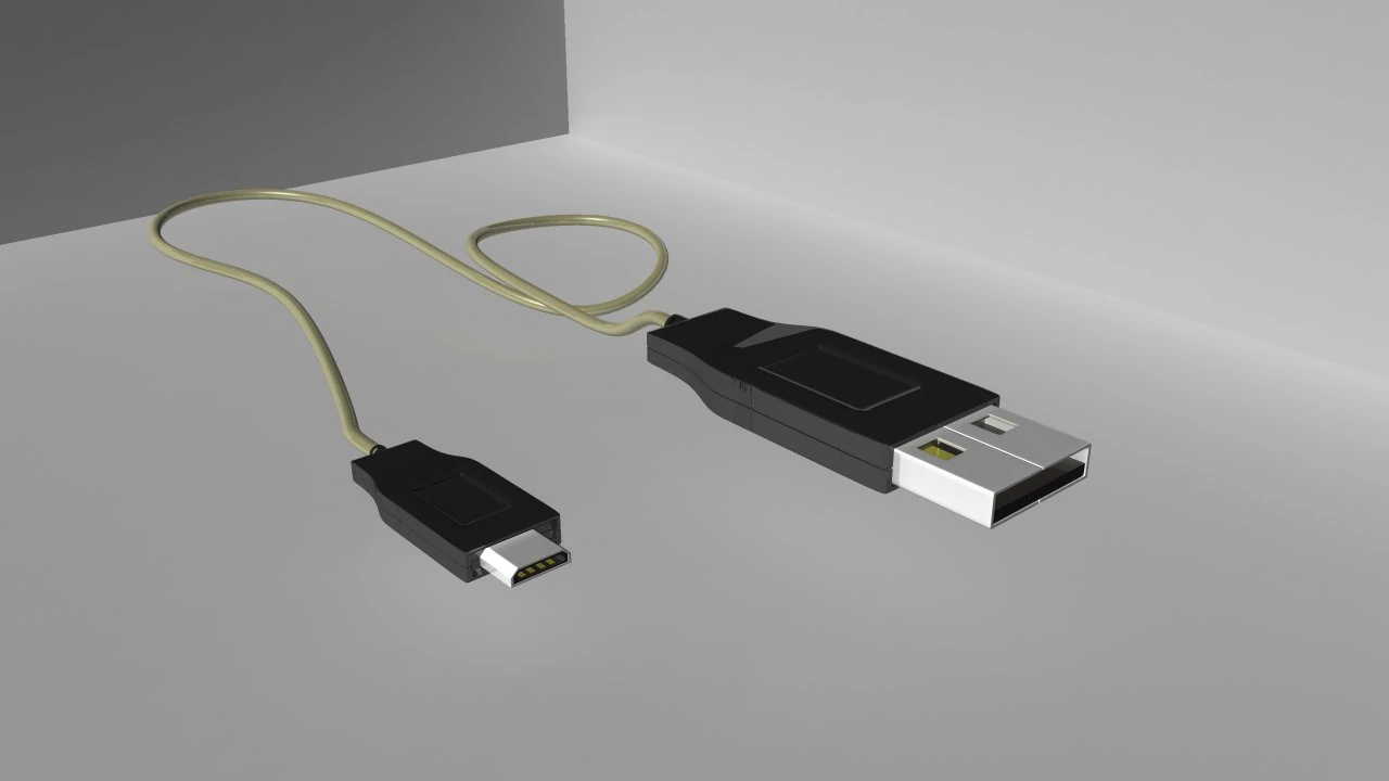usb connector with mobile 3D Model .c4d .max .obj .3ds .fbx .stl .blend 