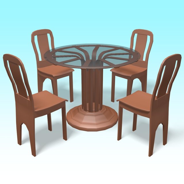 Dinner table Model 3D .c4d .max .obj .3ds .fbx .stl .blend 