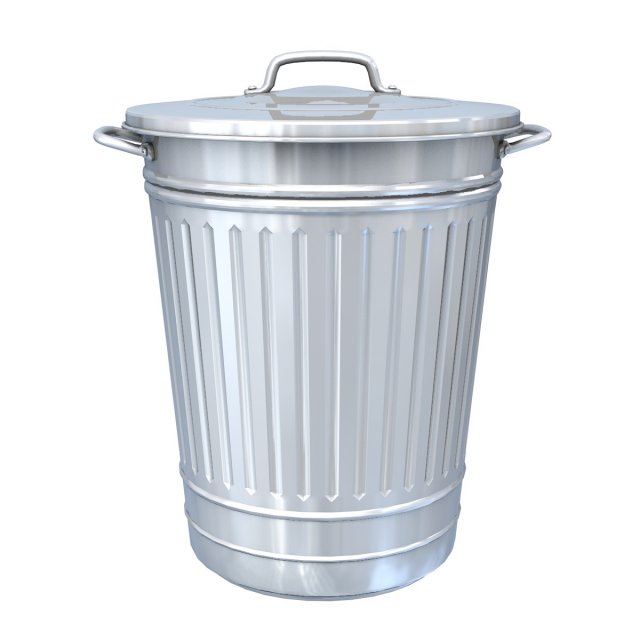 galvanized steel garbage can 3D Model .c4d .max .obj .3ds .fbx .stl .blend 