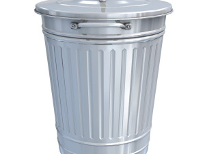 galvanized steel garbage can 3D Model
