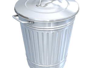 galvanized steel garbage can 3D Model