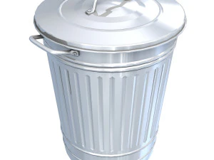 galvanized steel garbage can 3D Model