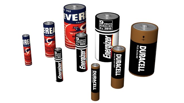 battery 3D Model .c4d .max .obj .3ds .fbx .stl .blend 