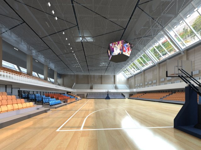 basketball hall 3D Model .c4d .max .obj .3ds .fbx .stl .blend