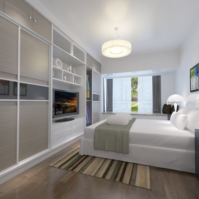modern bedroom 3D Модель .c4d .max .obj .3ds .fbx .stl .blend 