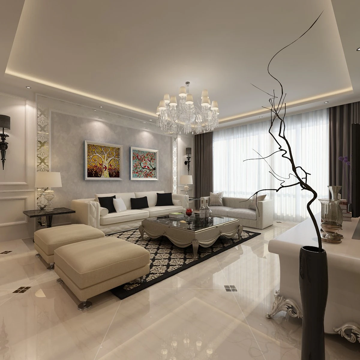 living room 1 3D Model .c4d .max .obj .3ds .fbx .stl .blend