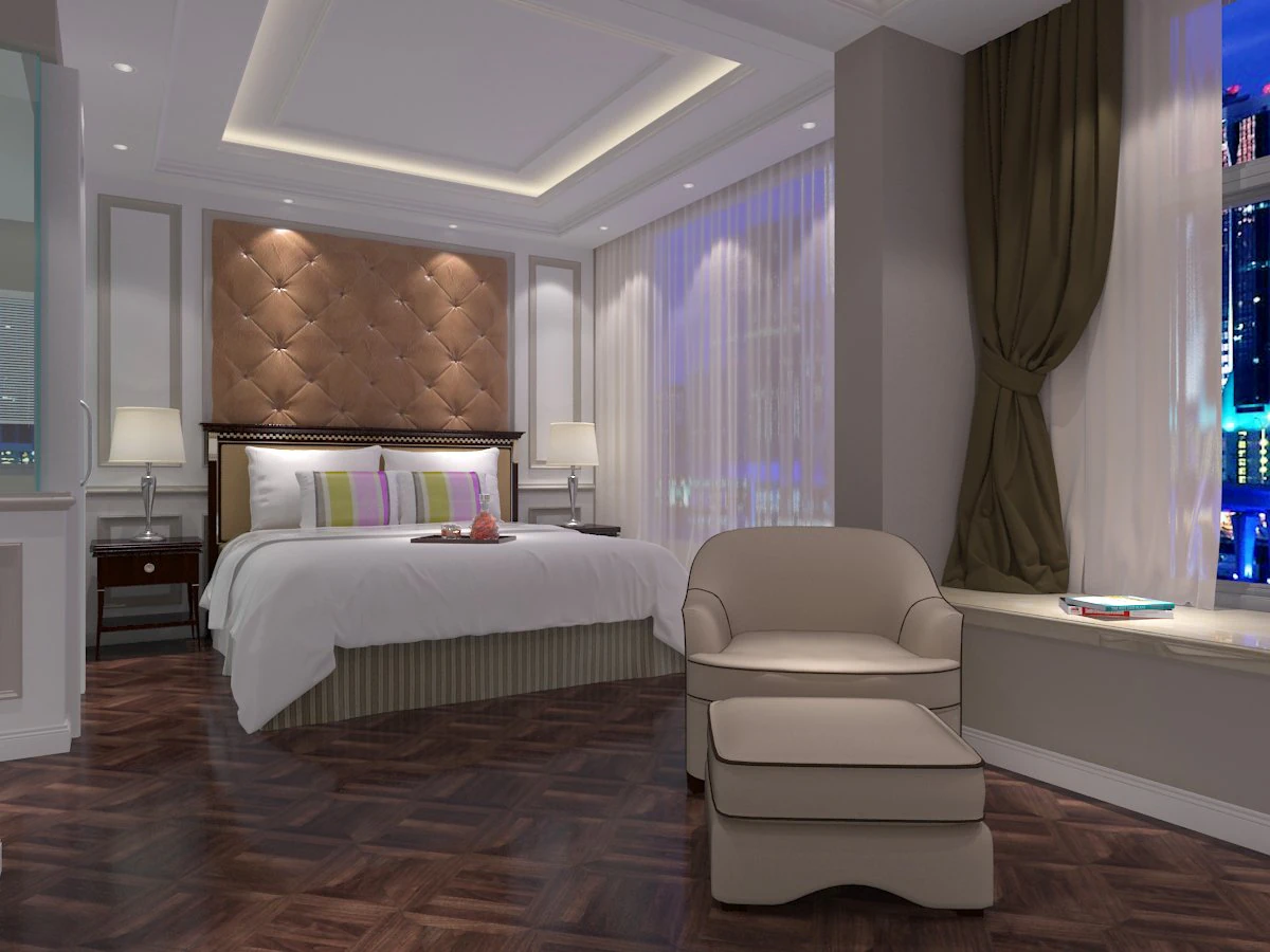 hotel bedroom 3D Model .c4d .max .obj .3ds .fbx .stl .blend 