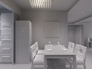 modern living dining room 3D 모델