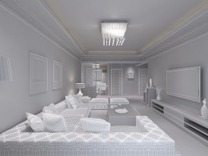 modern living dining room 3D 모델