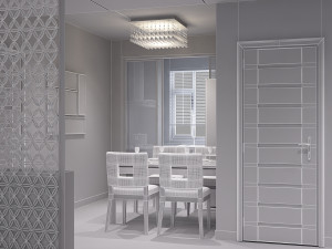 modern living dining room 3D 모델
