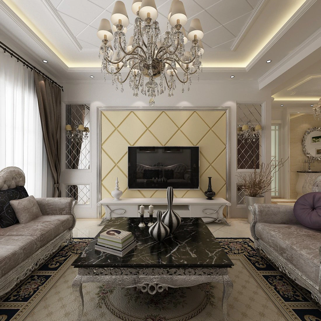classic living room 3D Model .c4d .max .obj .3ds .fbx .stl .blend