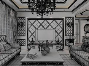 classic living room 3D Model