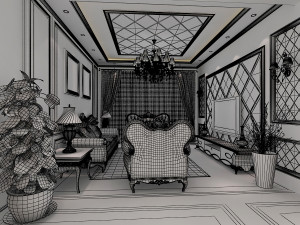 classic living room 3D Model