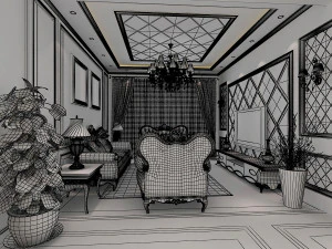 classic living room 3D Model