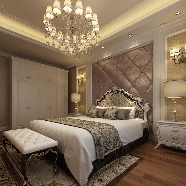 bedroom interior scene 01 3D 모델 .c4d .max .obj .3ds .fbx .stl .blend 