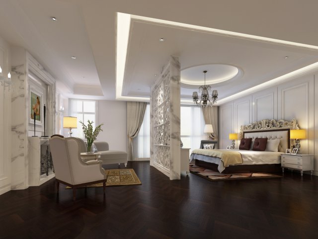 bedroom interior scene 02 3D मॉडल .c4d .max .obj .3ds .fbx .stl .blend 
