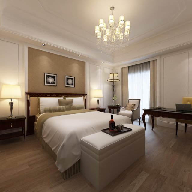 hotel room scene 02 3D 모델 .c4d .max .obj .3ds .fbx .stl .blend 