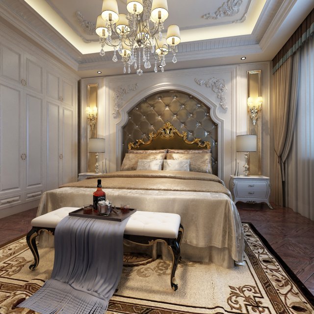bedroom interior scene 03 3D Model .c4d .max .obj .3ds .fbx .stl .blend 